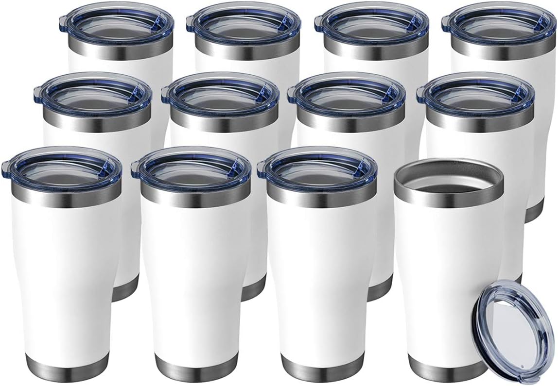 20 oz Stainless Steel Tumblers with Lid - 12 Pack for All Occasions