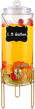 1.5 Gallon Drink Dispenser with Stand - Party-Ready Glass Beverage