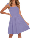 ZESICA Women's 2025 Summer Spaghetti Strap Swing Mini Dress - Flowy