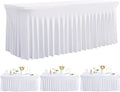 Outpain White Spandex Table Clothes for 8 ft Rectangle Tables - 3 Pack