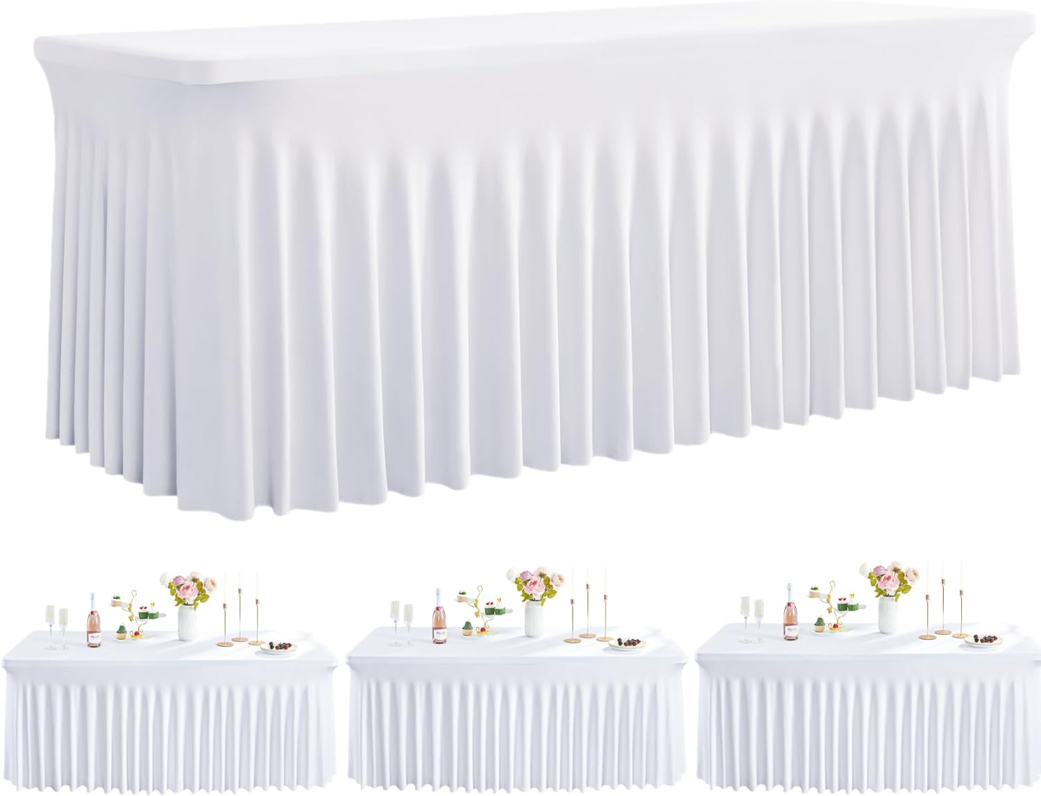 Elegant 8FT Spandex Table Covers for Parties and Events
