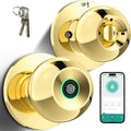 Polished Brass Fingerprint Door Lock - Smart Biometric Knob