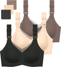 Nursing Bras 3 Pack Seamless V Neck Mesh - Comfortable Maternity Sleep
