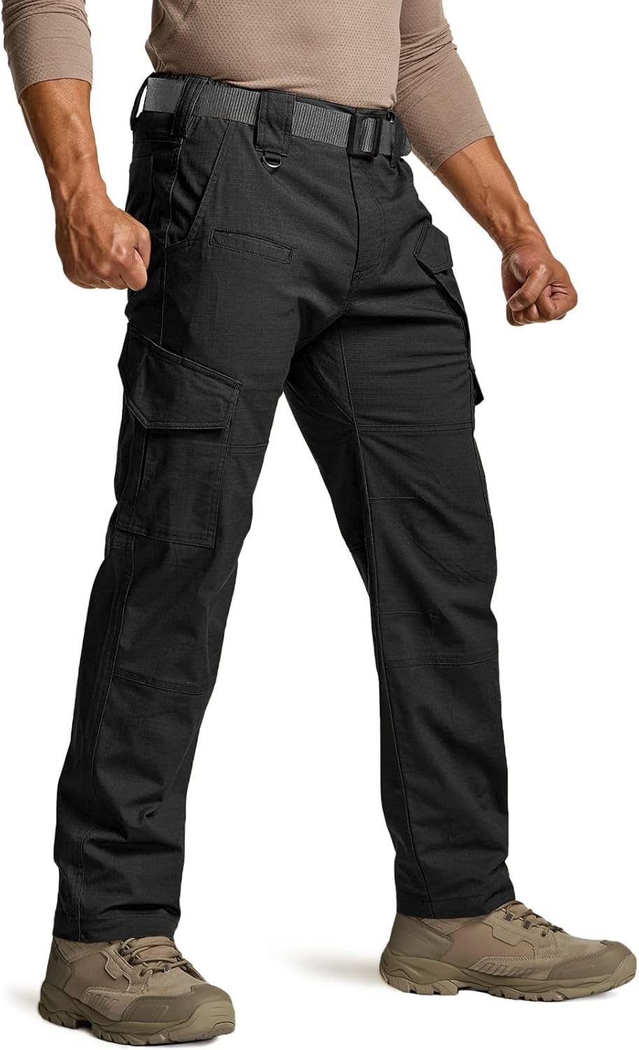 CQR Men's Flex Ripstop Tactical Pants for Outdoor Activities