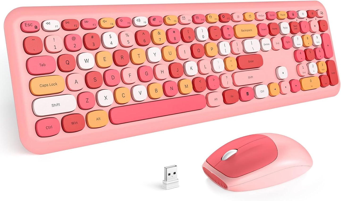 MOFII Colorful Wireless Keyboard & Mouse Combo: Silent, Full Size, Cute Design