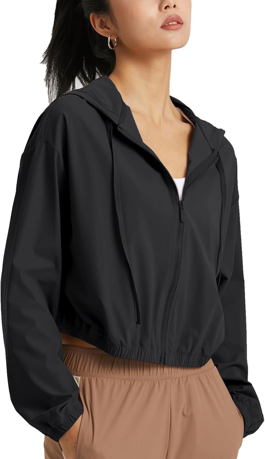 UPF 50+ Sun Protection Cropped Jackets for Women Athletic Wear