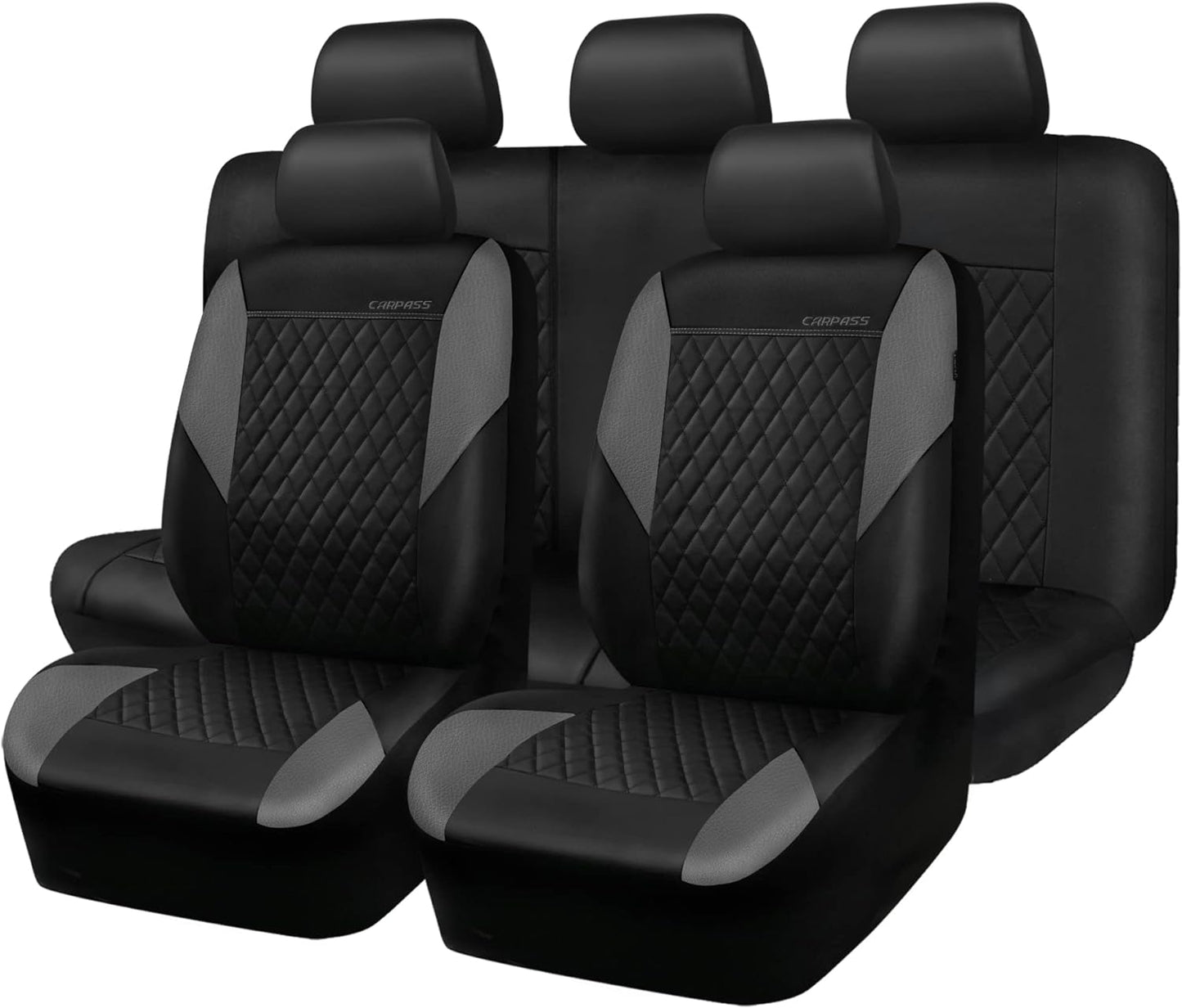 CAR PASS Quilting Leather Seat Covers Full Set for All Vehicles