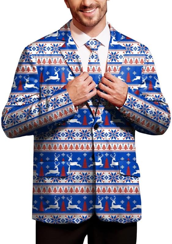 Arvilhill Men's Christmas Blazer - Festive Ugly X-Mas Jacket