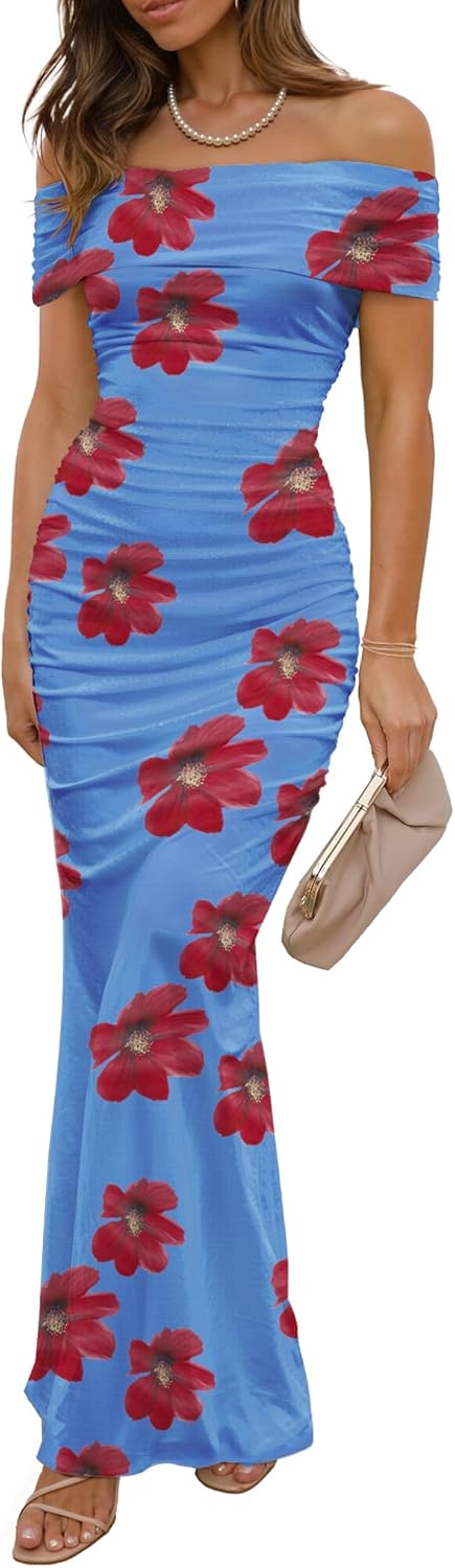 Wedding Guest Dresses for Women 2025 Floral Off The Shoulder