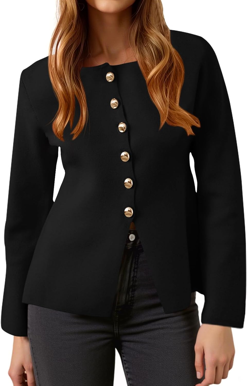 Cicy Bell Womens Button Up Cardigan Sweater for Business Casual