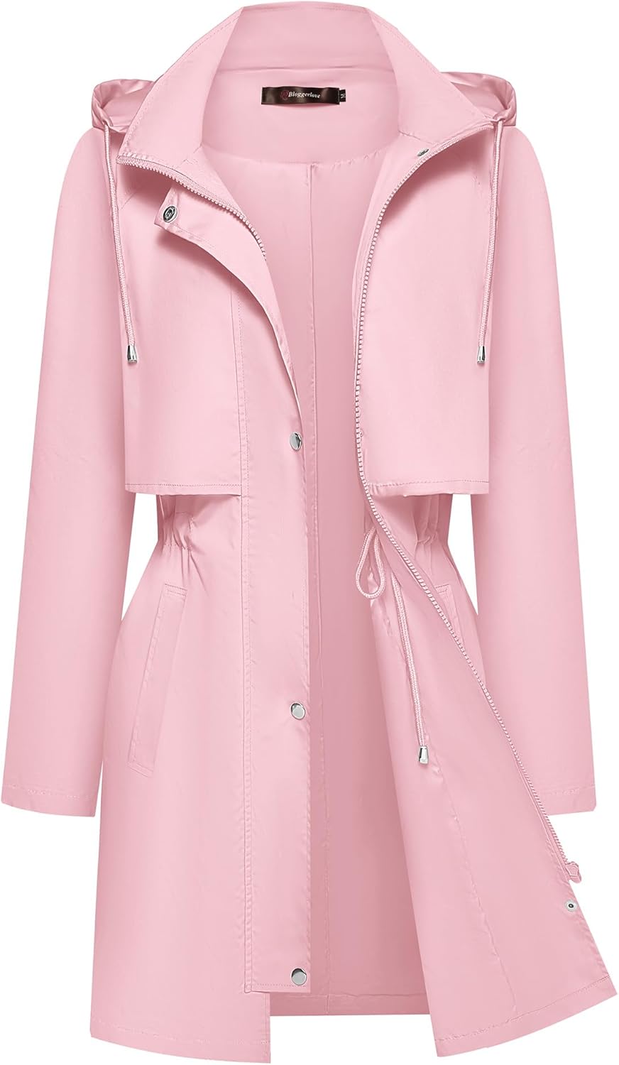Bloggerlove Women's Waterproof Rain Jacket with Hooded Design