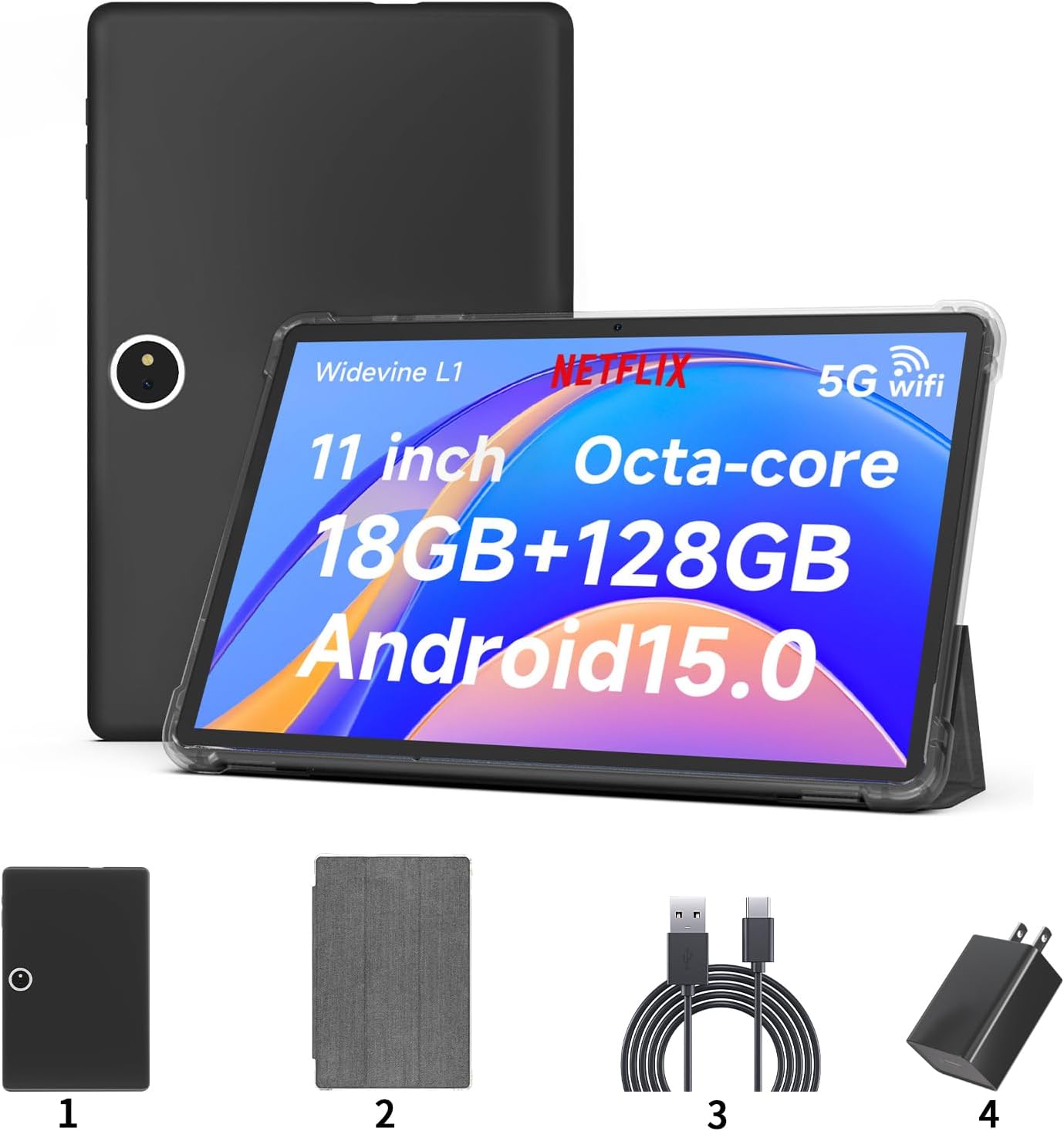 11 inch Android 15 Tablet with 18GB RAM and 128GB Storage