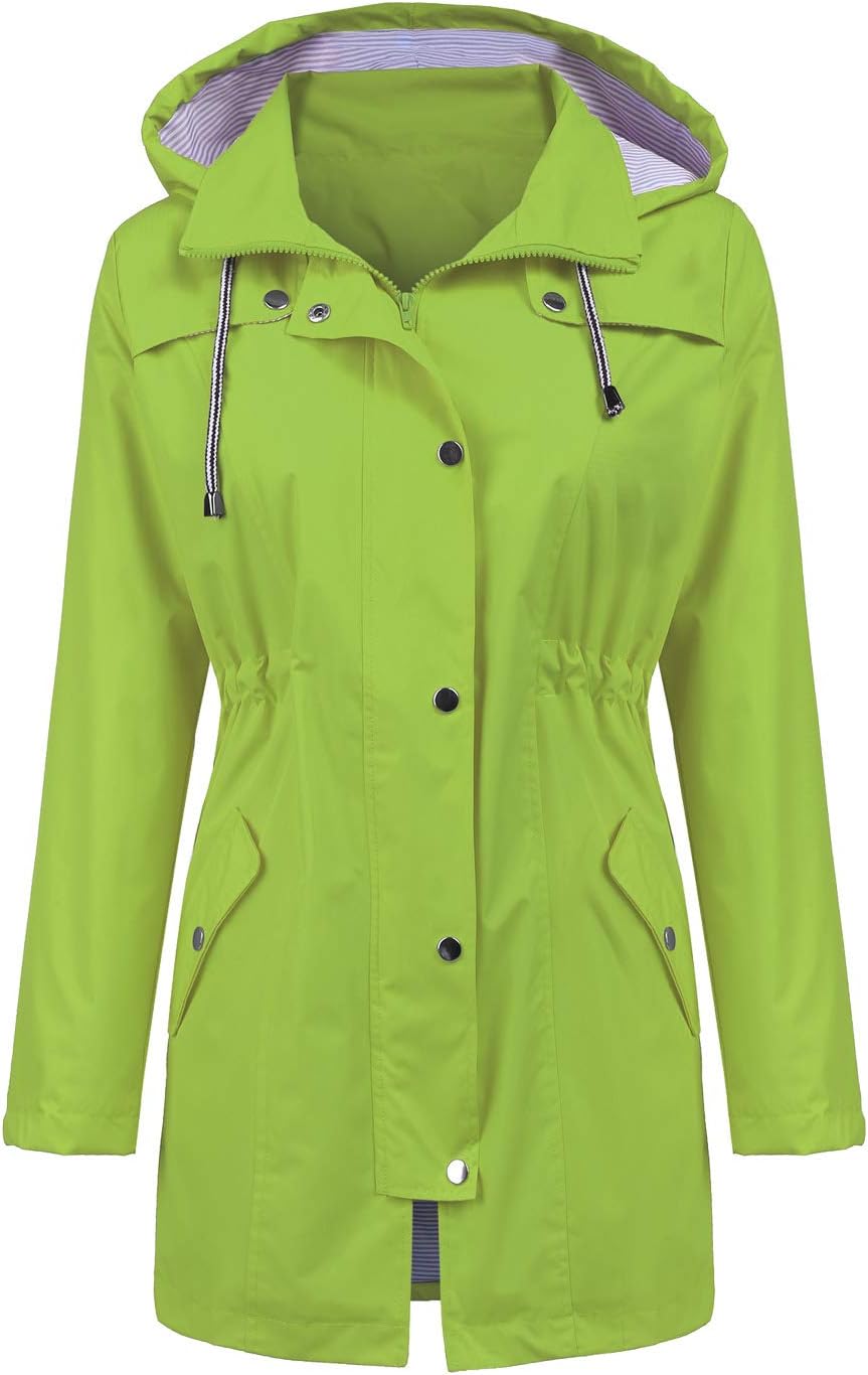LOMON Raincoat Women Waterproof Long Hooded Trench Coats