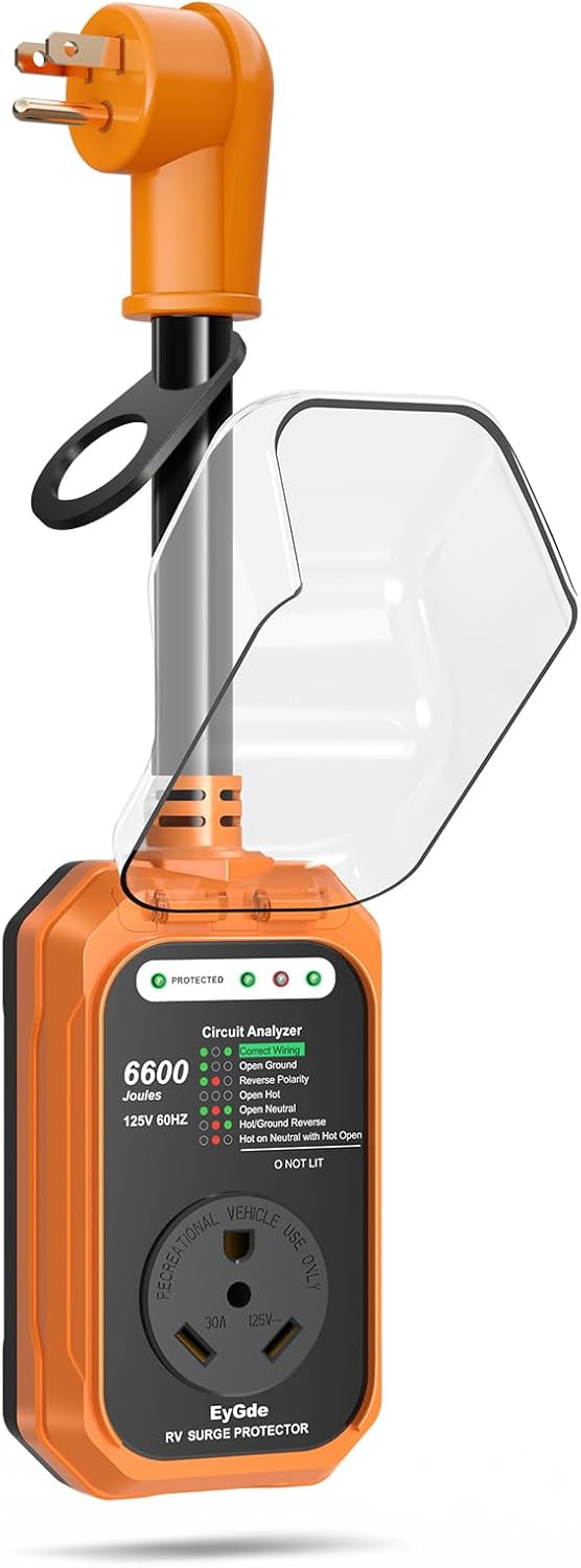EyGde RV Surge Protector 15 Amp to 30 Amp Waterproof Adapter