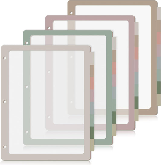 4 Sets of 8 Tab Binder Dividers for 3 Ring Binders - Multicolor