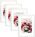 12x16 Picture Frame with Mat for 8.5x11 Picture (White, 4 Pack)