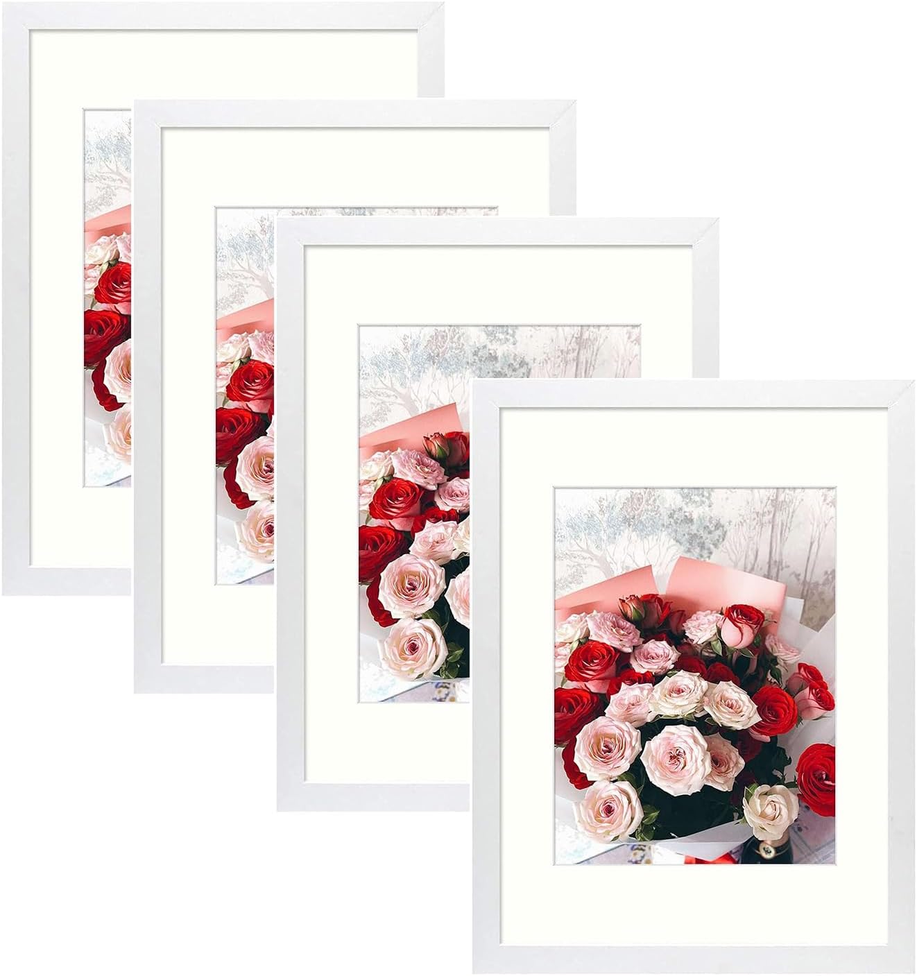 12x16 Picture Frame with Mat for 8.5x11 Art - 4 Pack