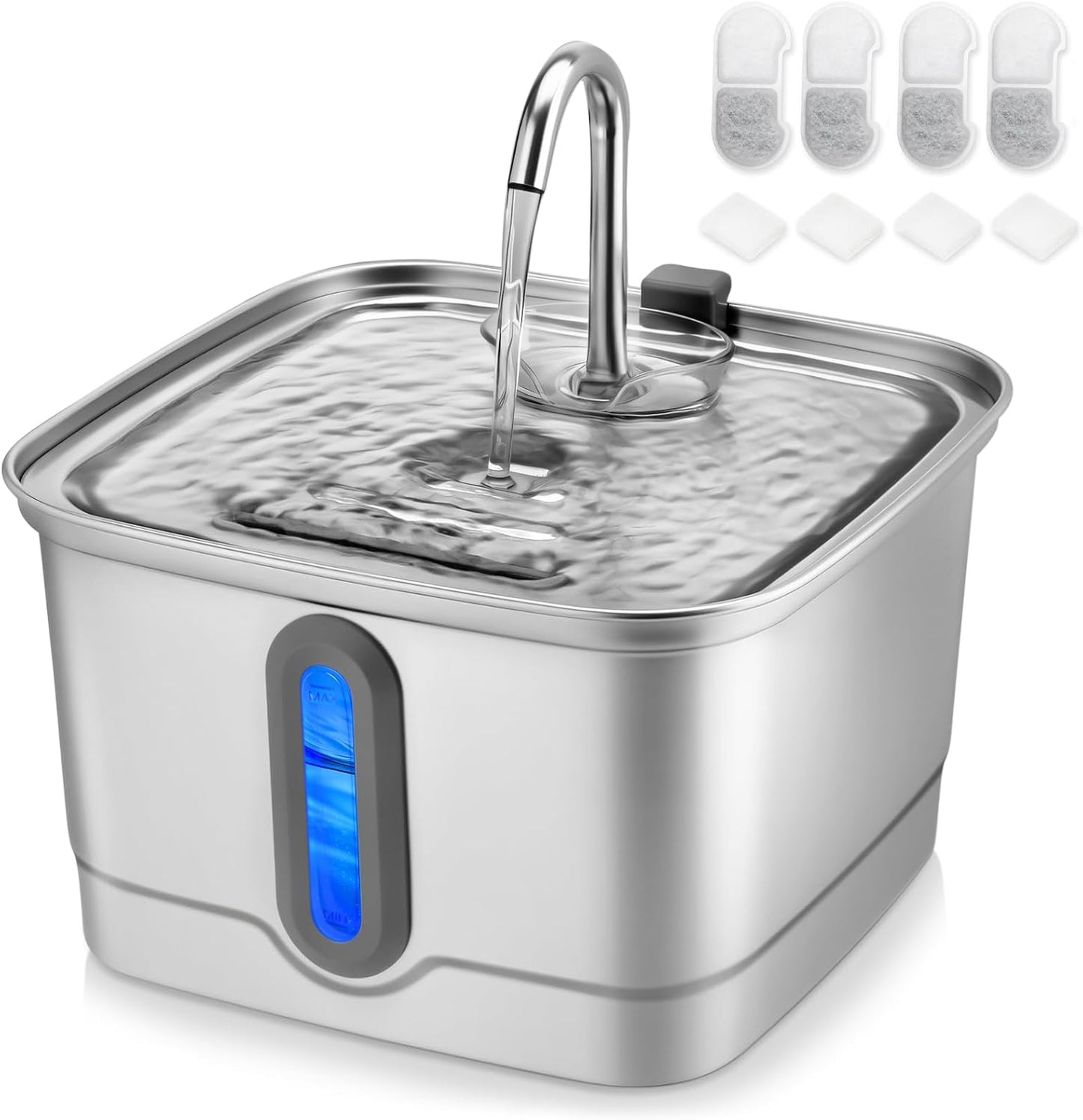 Stainless Steel Cat Water Fountain with Filters for Pets