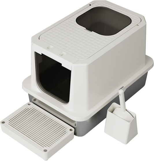 RIZZARI Stainless Steel Cat Litter Box for All Cat Sizes