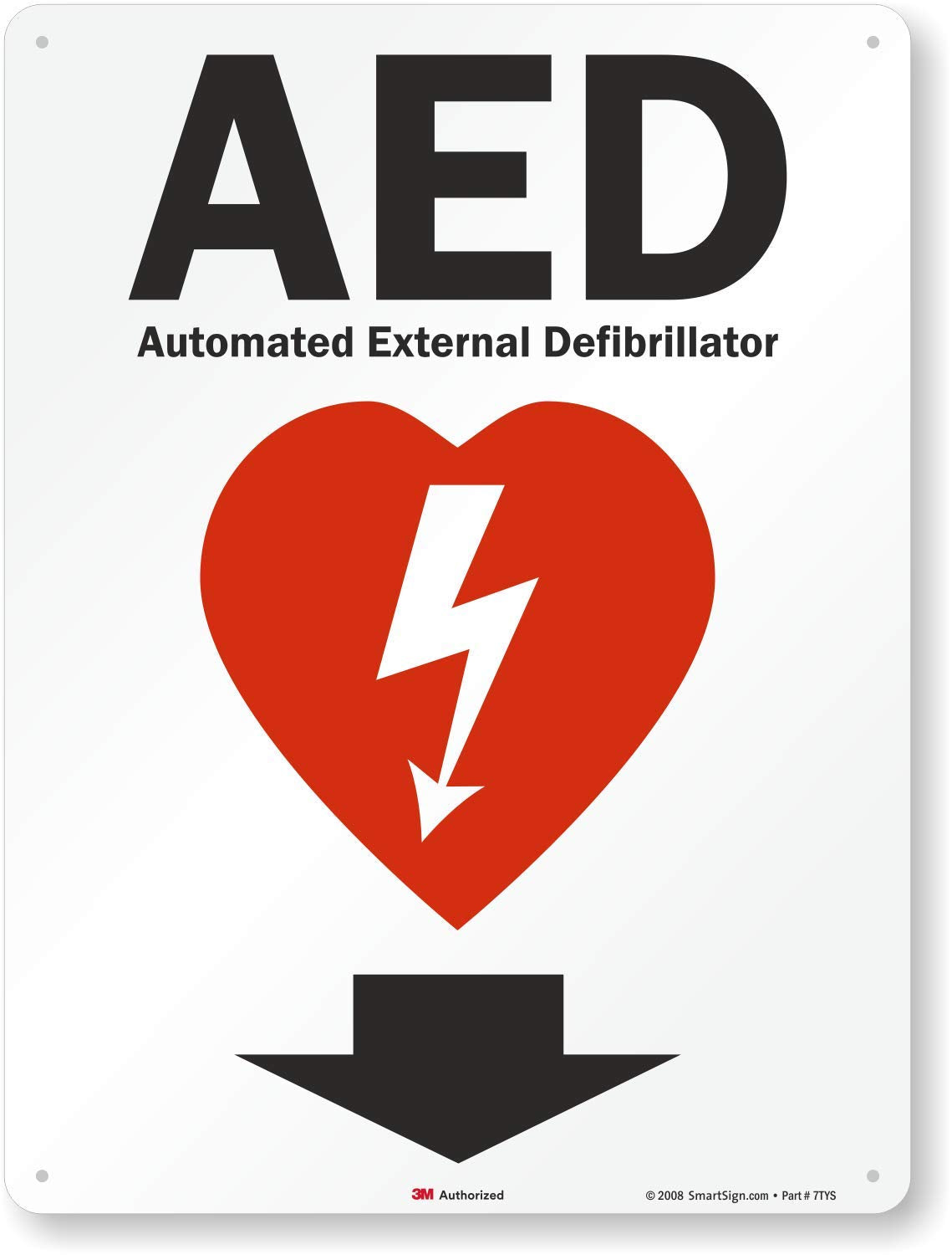 AED Automated External Defibrillator Sign for Safety and Visibility