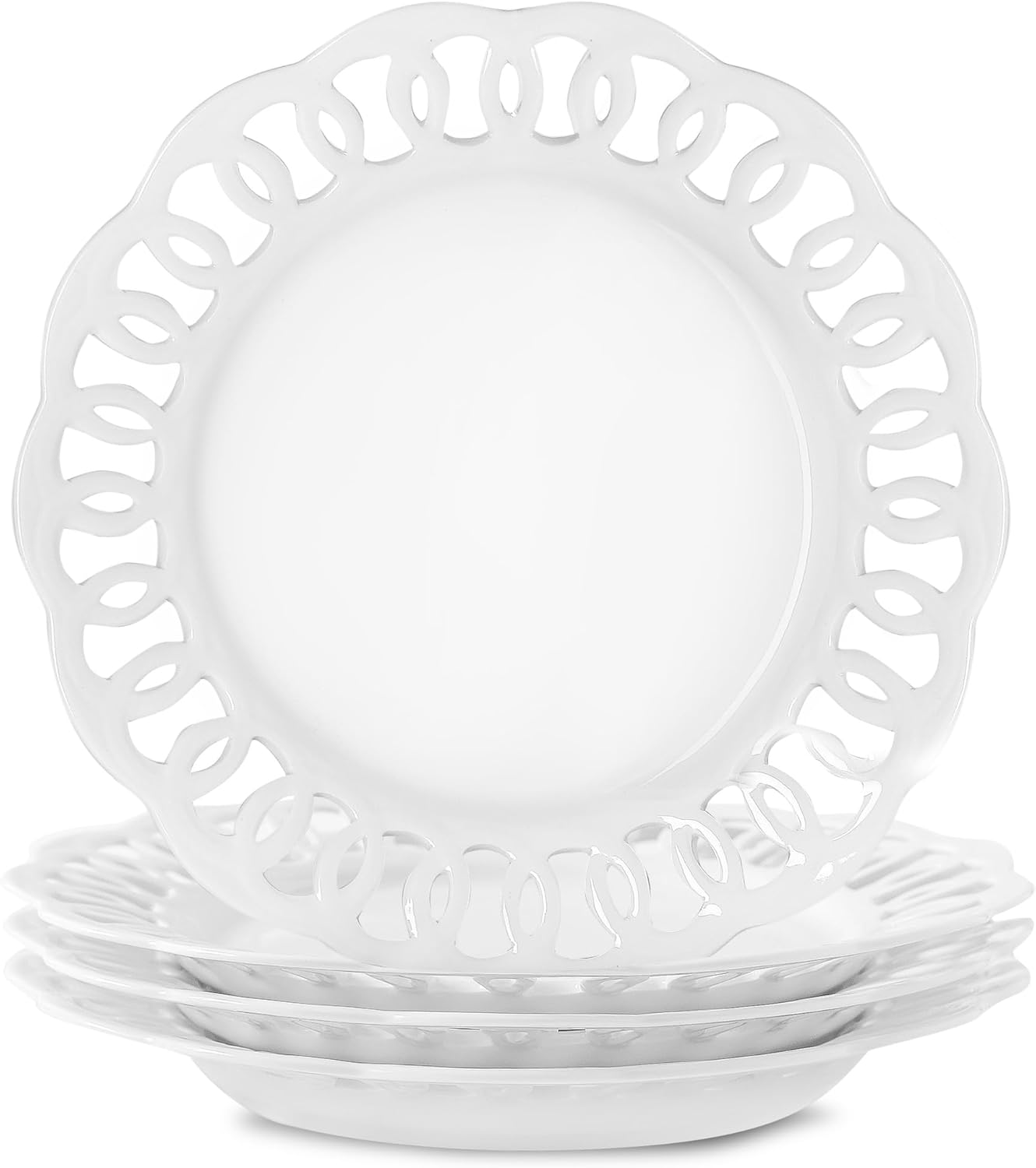 10 Inch Dinner Serving Plates with Lace Rim for Elegant Dining