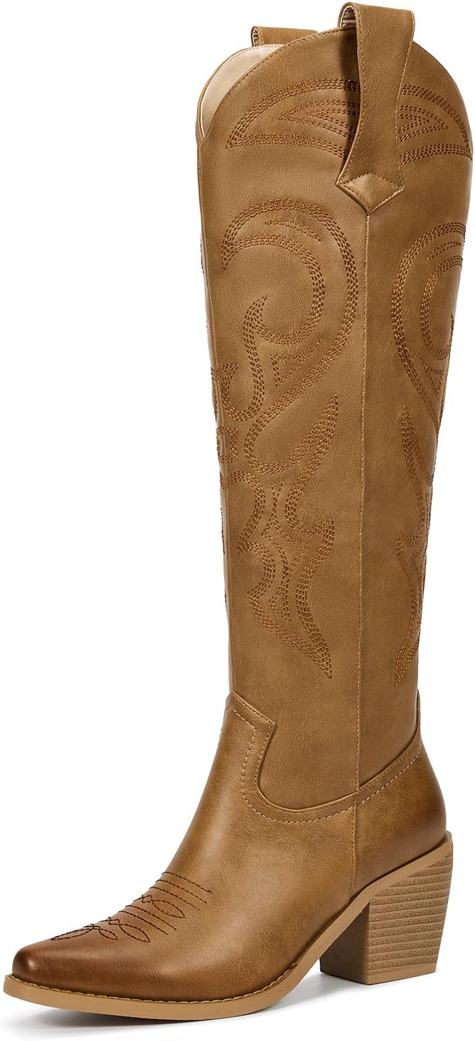 Stylish Knee High Cowboy Boots for Women with Rhinestones