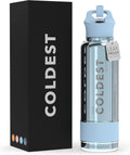 Coldest Insulated Water Bottle with Straw Lid - 40 oz Blue Reflections