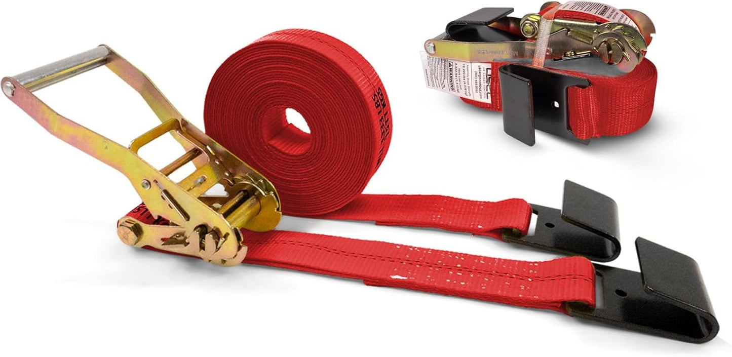Flat Hook Ratchet Straps 2 Inch X 30 Foot for Heavy Cargo