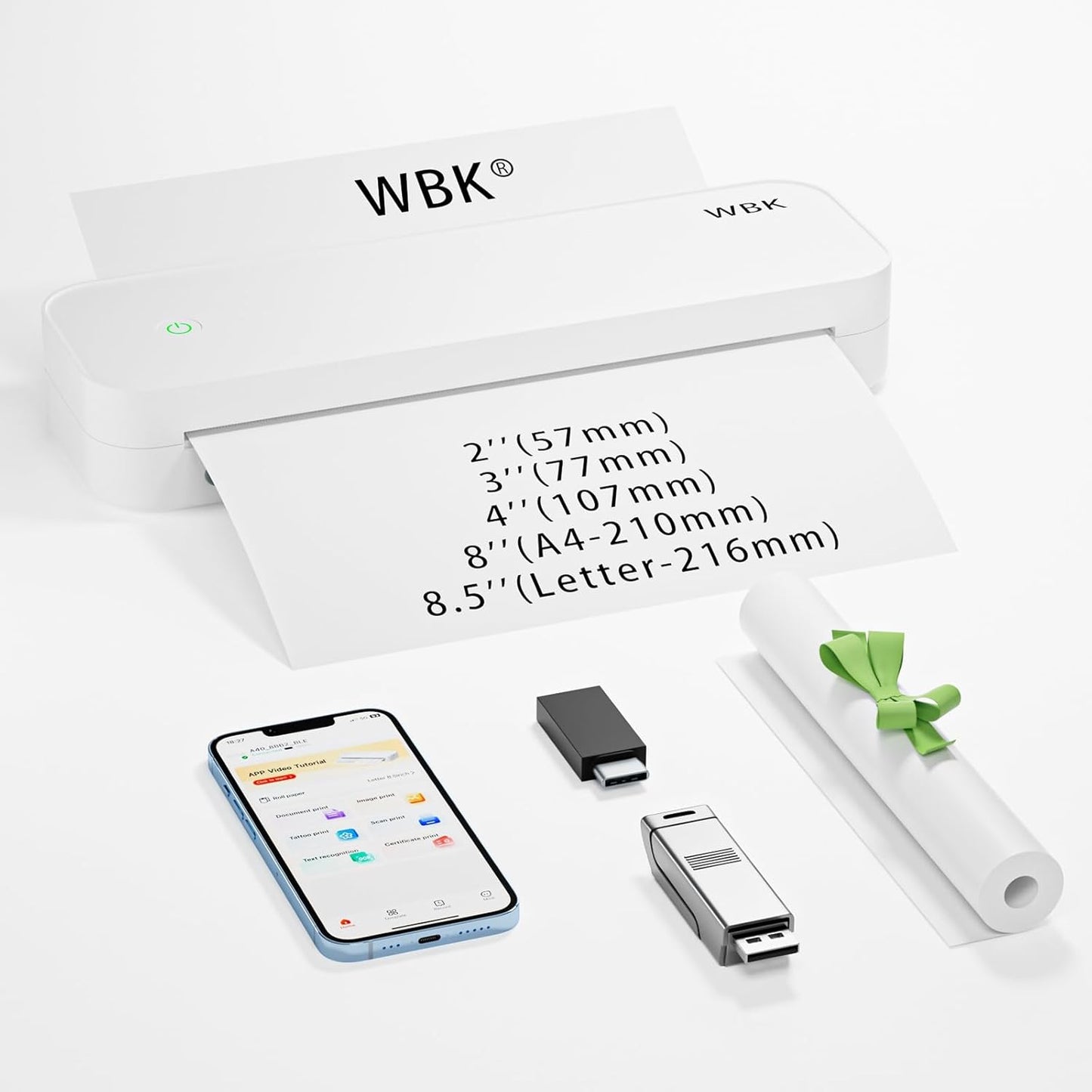 wbk Portable Thermal Bluetooth Printer - Travel-Friendly Printer for Any Paper Size!