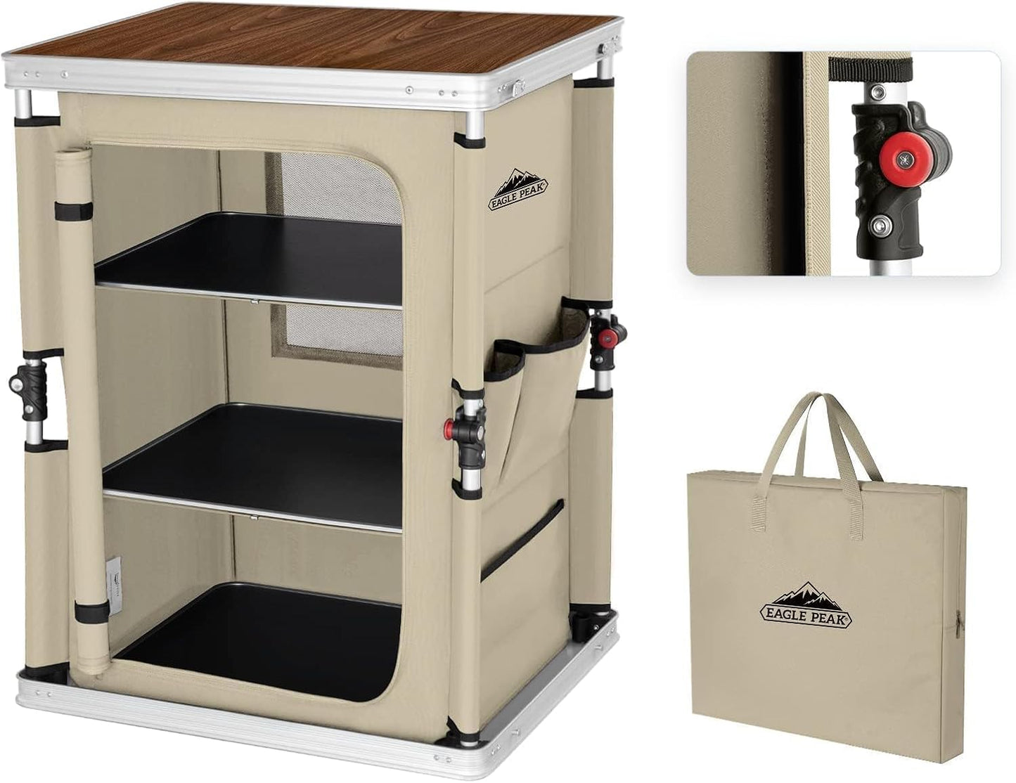 EAGLE PEAK Outdoor Folding Camping Table with Storage Organizer