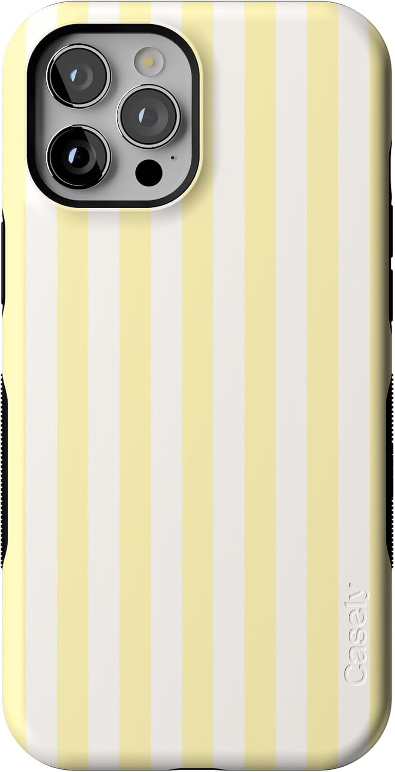 Bold Protective iPhone 12 Pro Max Case with Yellow Stripes