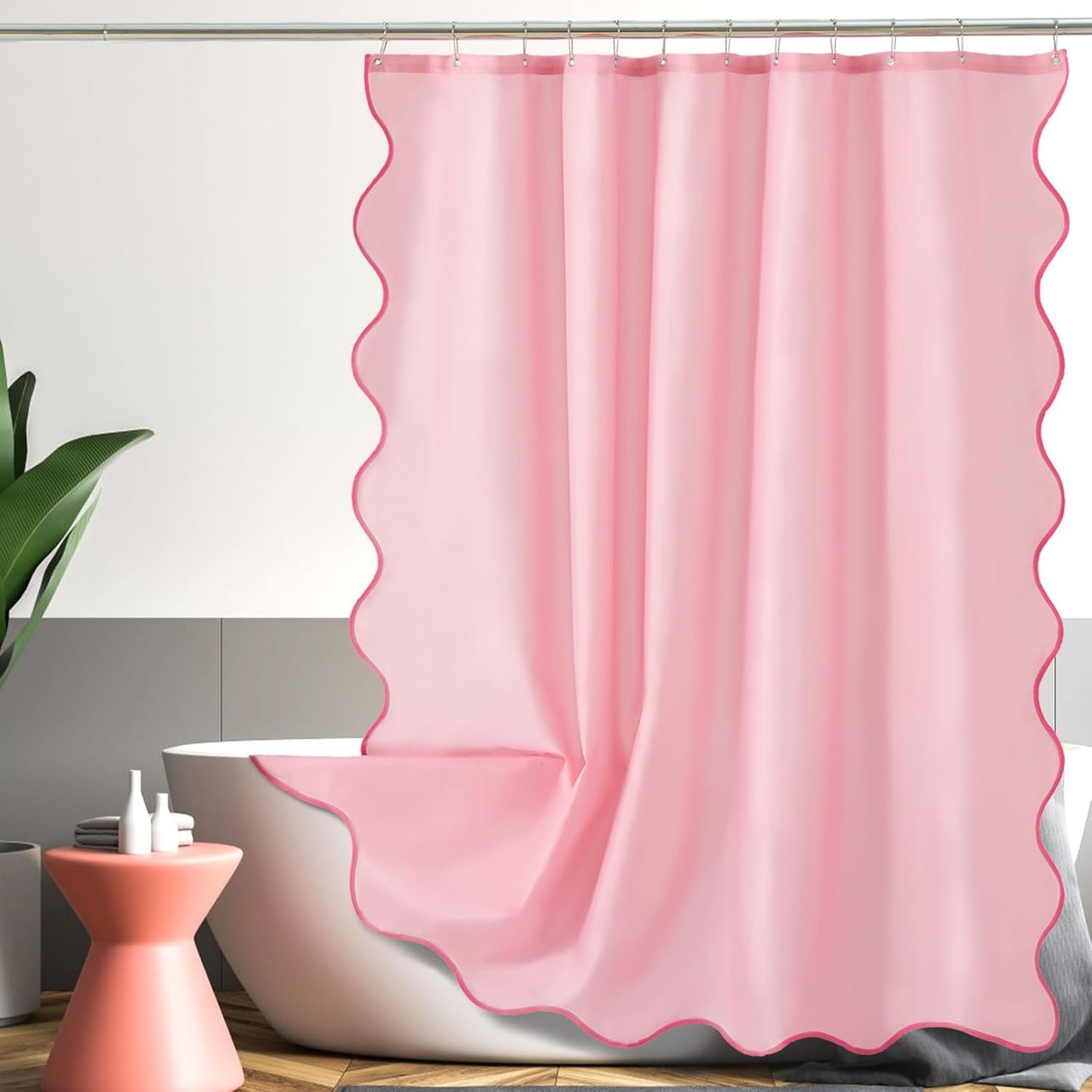 Boho Pink Ruffle Shower Curtain by ORTIGIA