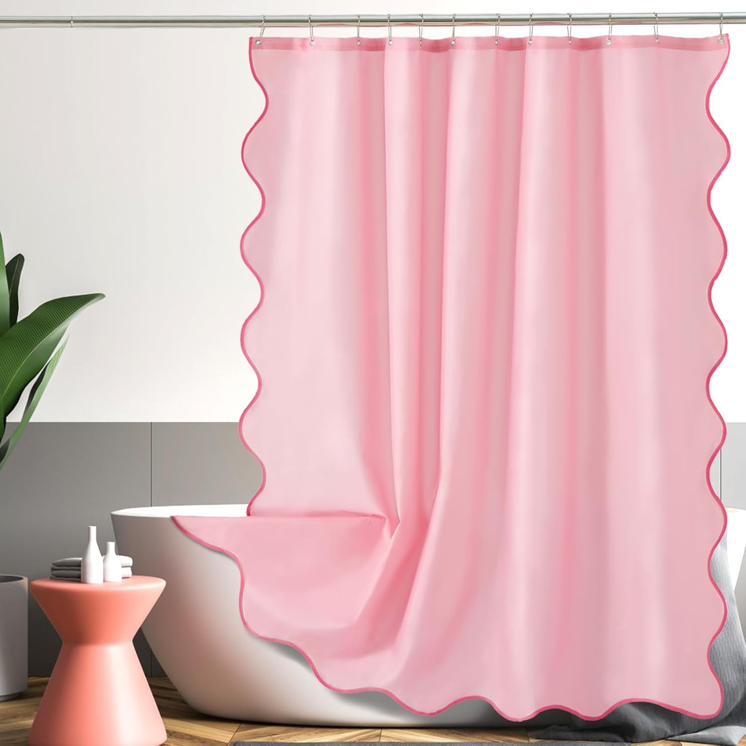 Boho Pink Ruffle Shower Curtain by ORTIGIA