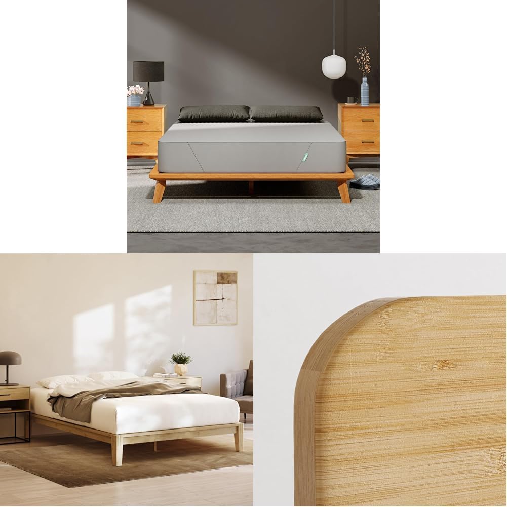 Siena 14 Queen Mattress with Bamboo Bed Frame & Pillows