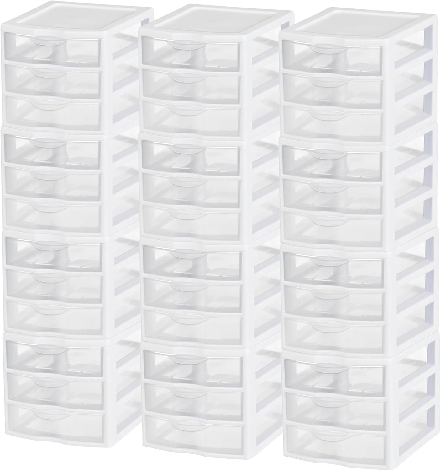 Sterilite 12-Pack ClearView 3-Drawer Cart for Organized Spaces