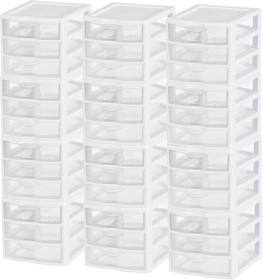 Sterilite 12-Pack ClearView 3-Drawer Cart for Organized Spaces