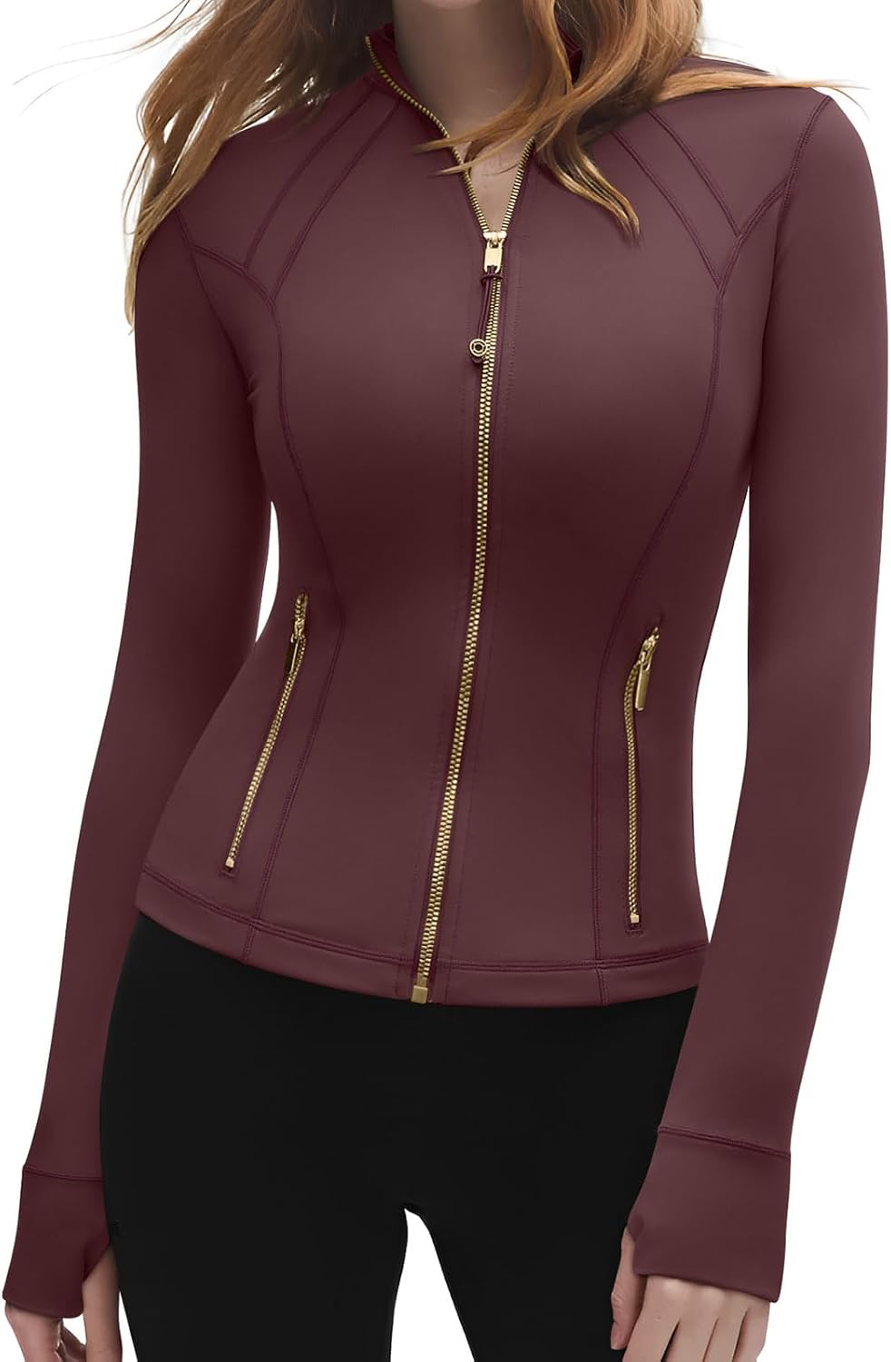 SUUKSESS Women Golden Full Zip Up Workout Cropped Jackets