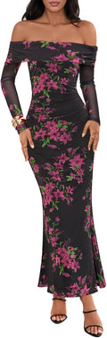 MEROKEETY Women's Off Shoulder Floral Maxi Dress (Style 2642)