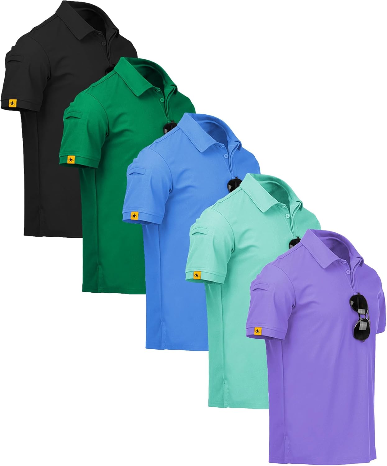 ZITY 5 Pack Mens Polo Shirt Short Sleeve Sports Golf T-Shirt