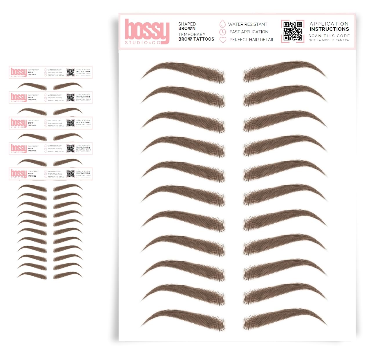 5 Pack Waterproof Eyebrow Tattoos for Natural Hair-Like Brows