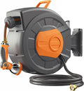 Retractable Garden Hose Reel 100ft 1/2 in - Slow Retract, Lockable