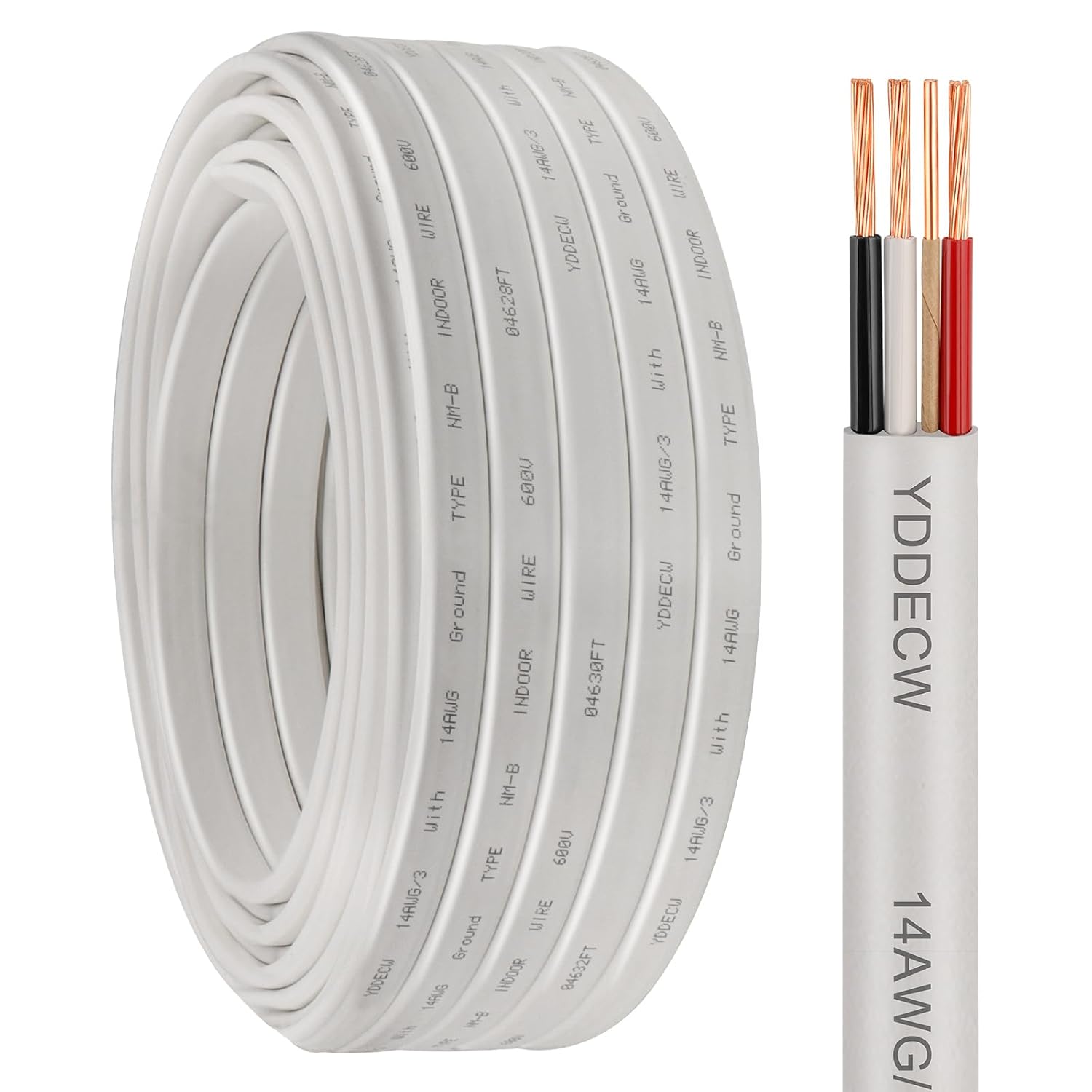14/3 NM-B Wire with Ground - 50FT Copper Indoor Cable