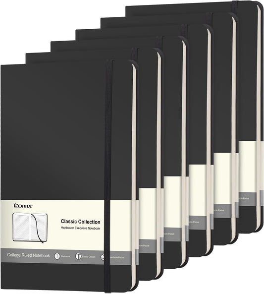 Comix 6 Pack 240-Page Black Hardcover Notebooks