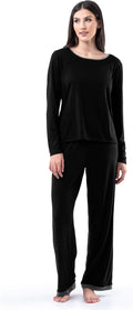Women's Long Sleeve Tee and Pant 2 Piece Sleep Set - Soft Jersey