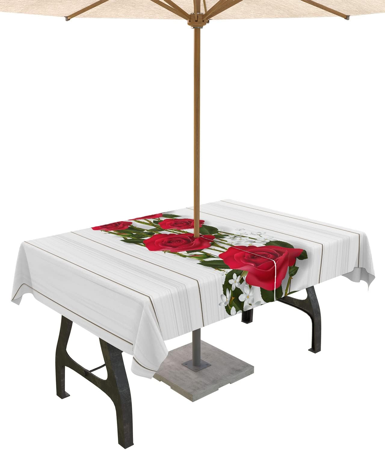 Spillproof Valentine's Rose Tablecloth for Outdoor Dining
