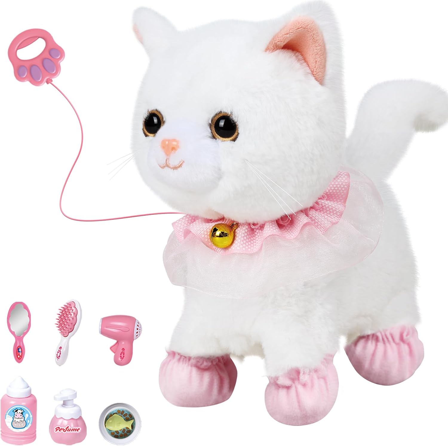 Remote Control Walking Robot Cat - Interactive Plush Fun!
