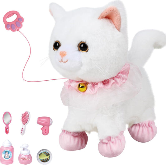 Remote Control Walking Robot Cat - Interactive Plush Fun!
