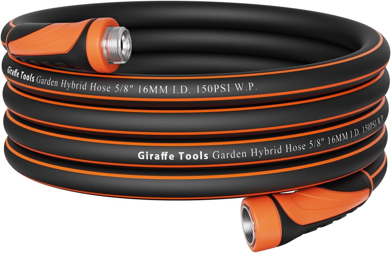 Giraffe Tools 25ft Heavy Duty Garden Hose - Flexible & Lightweight