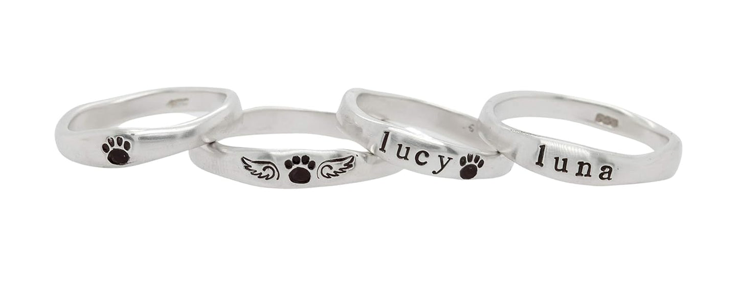 Custom Pet Memorial Rings in Sterling Silver for Cherished Pets