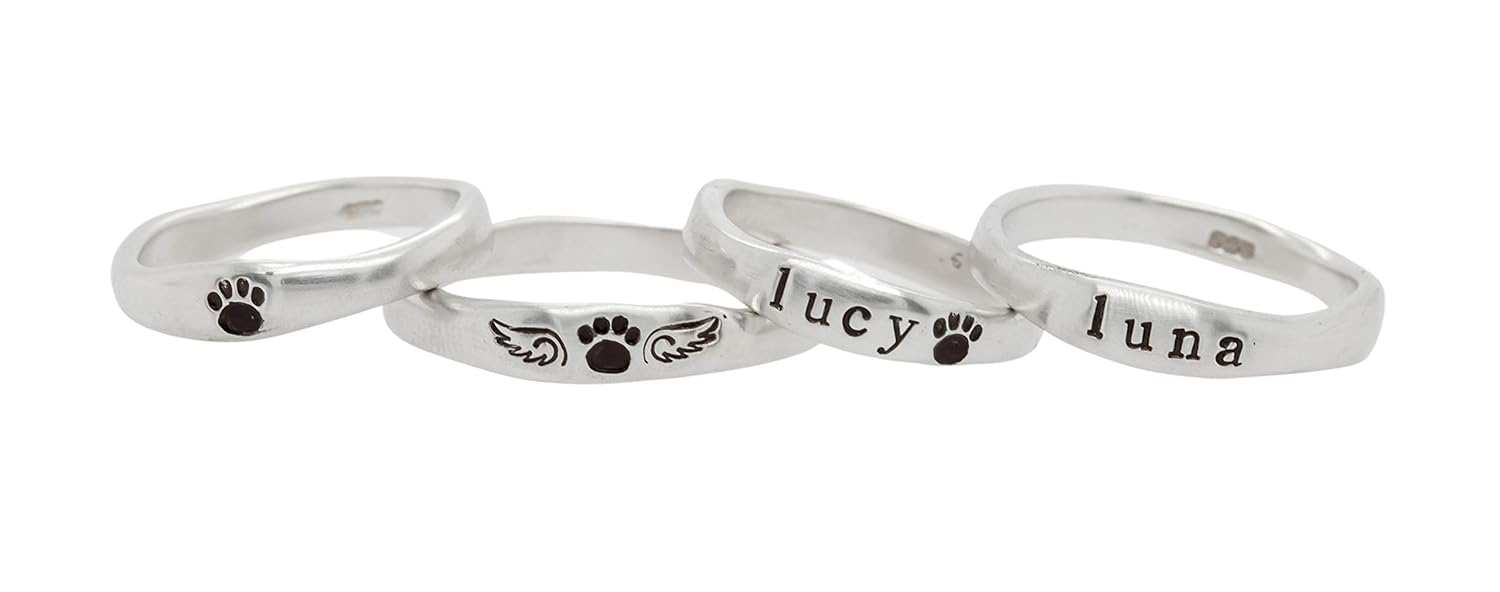 Custom Pet Memorial Rings in Sterling Silver for Cherished Pets